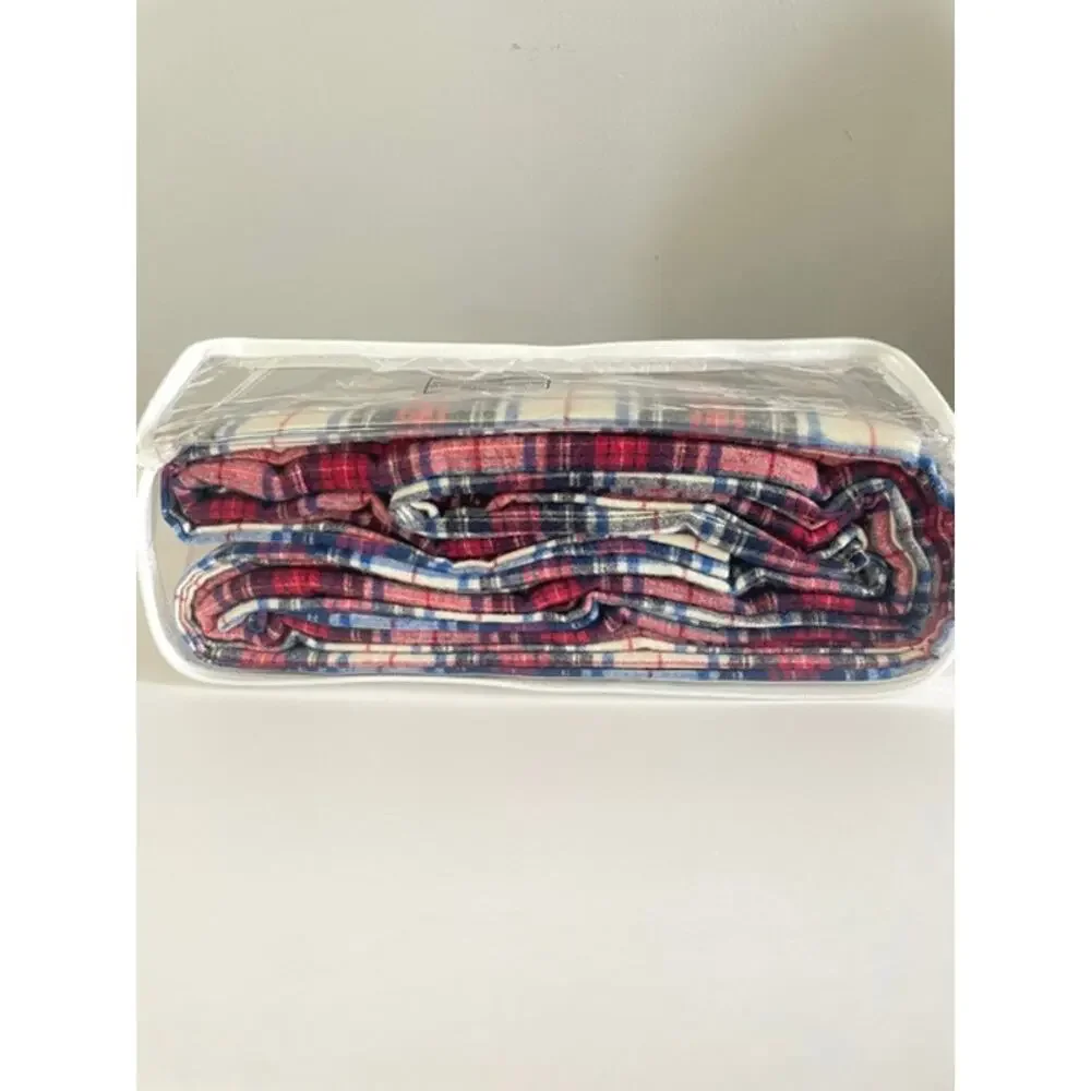 Vermont Country Store Portuguese Flannel King Sheet Blanket Plaid Cotton
